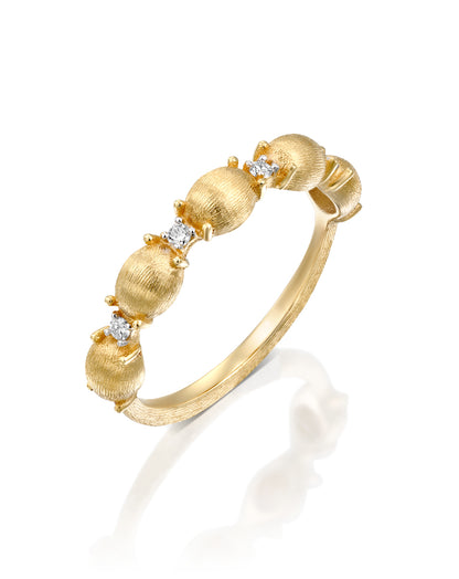 Yellow Gold Bead Diamond Band