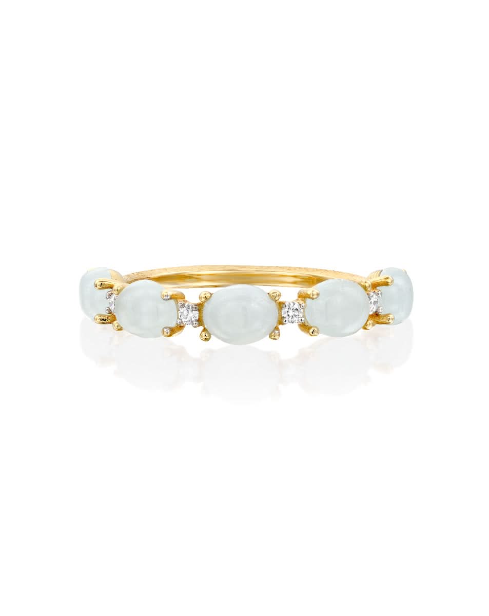 Yellow Gold Ring with Aquamarine and Diamond Accents