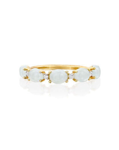 Yellow Gold Ring with Aquamarine and Diamond Accents