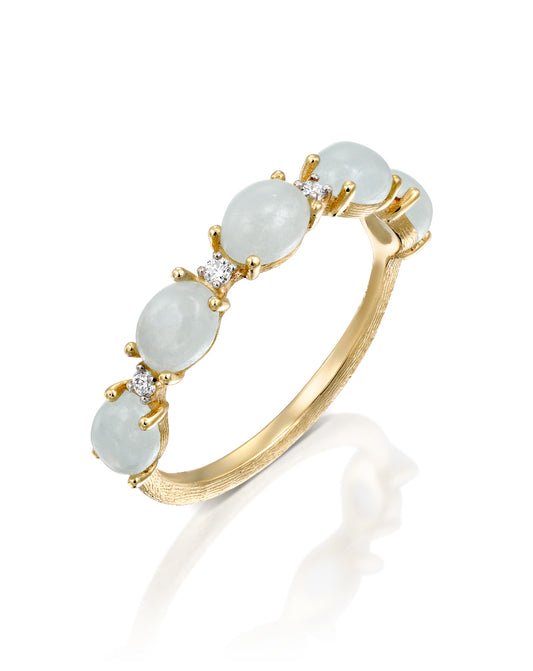 Yellow Gold Ring with Aquamarine and Diamond Accents