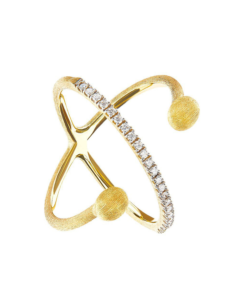 Yellow Gold Criss Cross Diamond Ring
