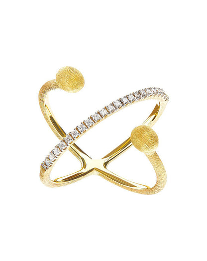 Yellow Gold Criss Cross Diamond Ring