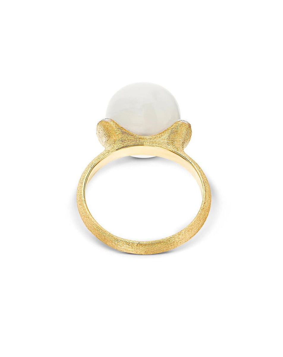 Yellow Gold Ring Featuring a Bold Moonstone and Diamond Details- LARGE