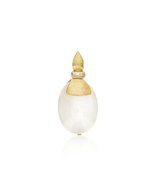 Yellow Gold Pendant Necklace with Moonstone and Diamond Details