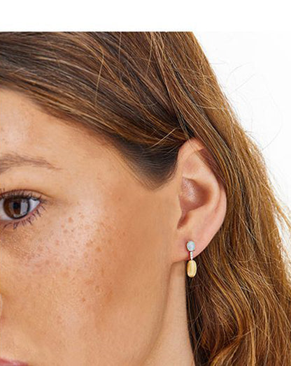 Yellow Gold Drop Earrings with Aquamarine and Diamonds