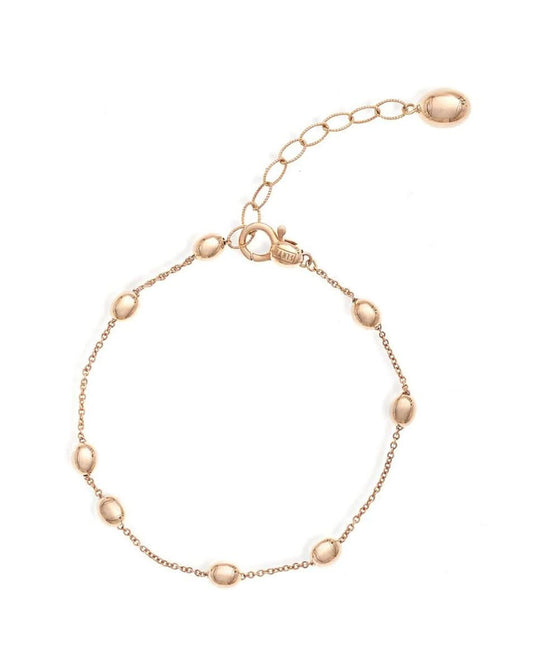 Shiny Rose Gold Bracelet with Oval Bead Accents